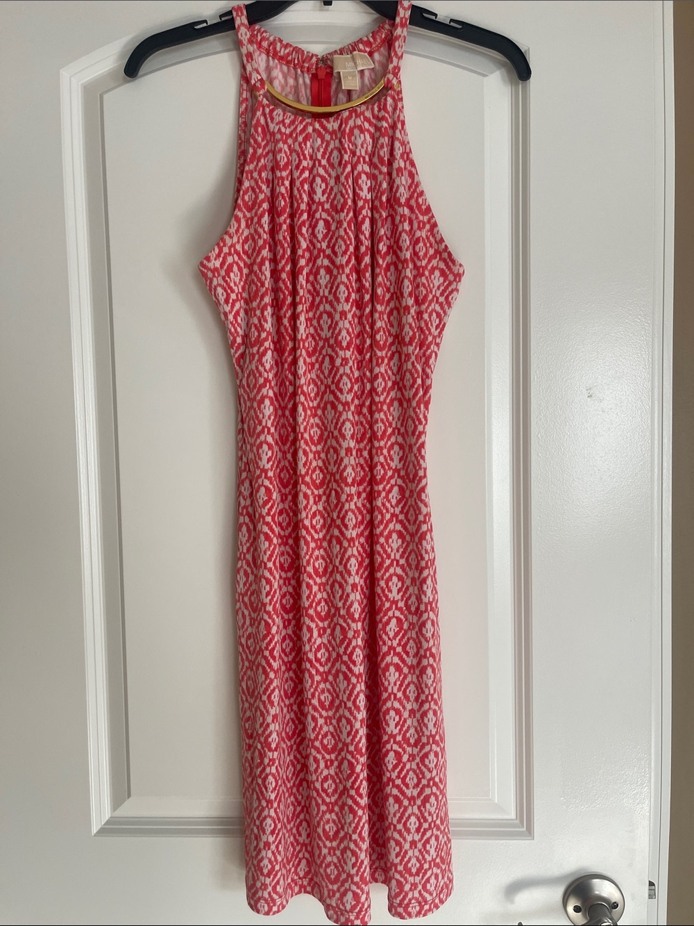 Michael Kors Coral and Cream Halter Maxi Dress